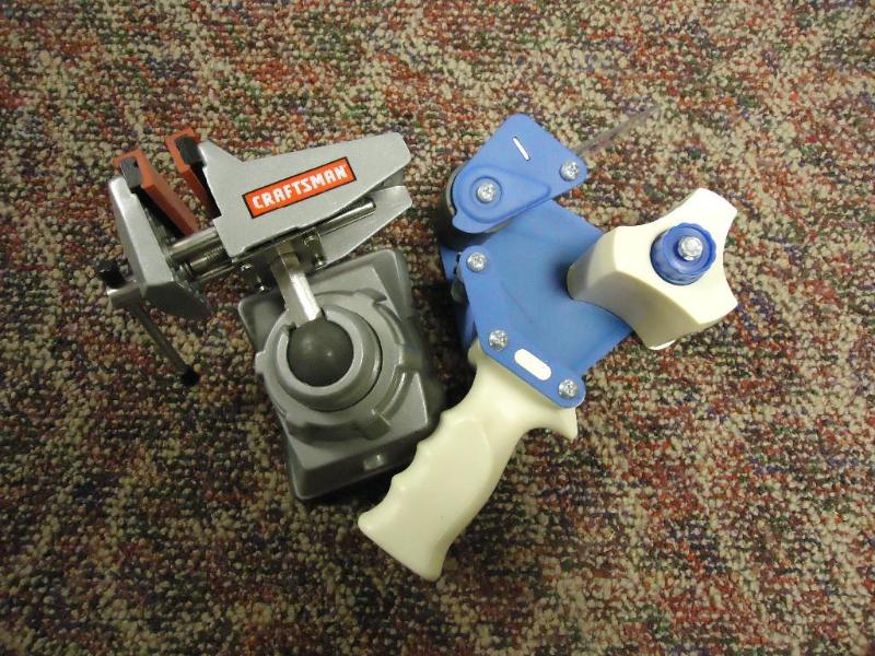 lot 60 image: Craftsman bench vise and uline tape...