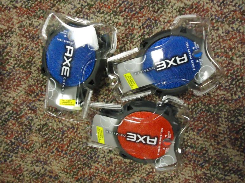 lot 64 image: 3 new axe 2 sided shower tool...