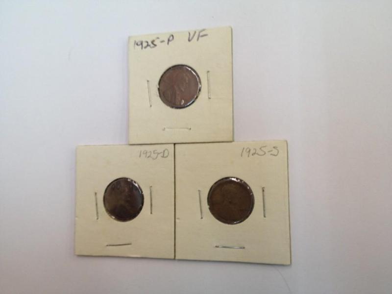 1925-P-D-S Year Lincoln Wheat Cents...