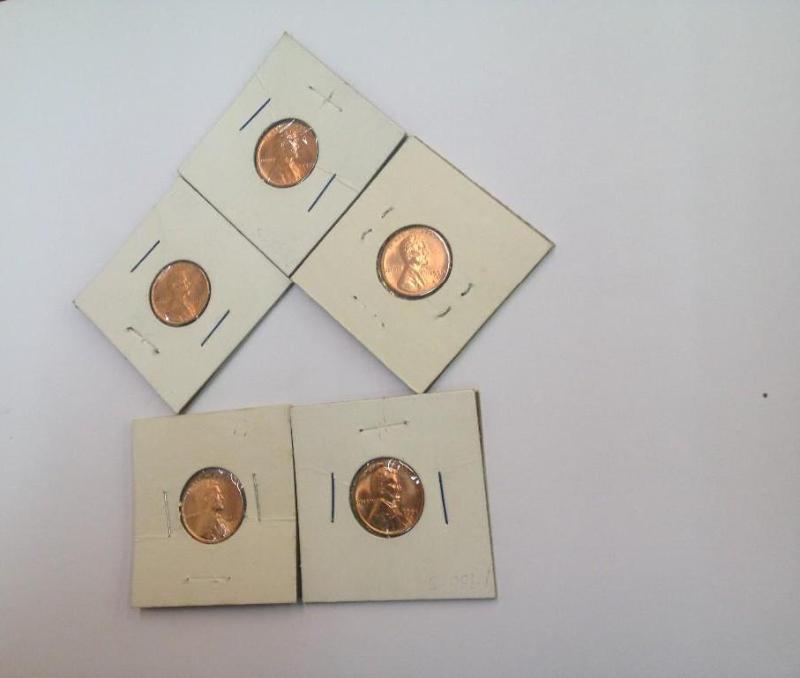 (5) 1954-S Lincoln Wheat Cents Grad...