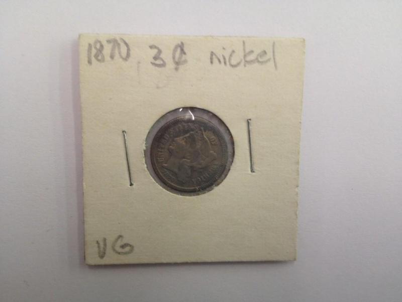 1870 3 Cent Nickel Grade VG...