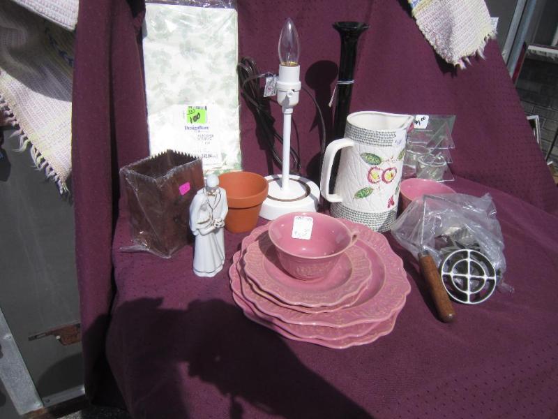 Box of misc household black glass p...