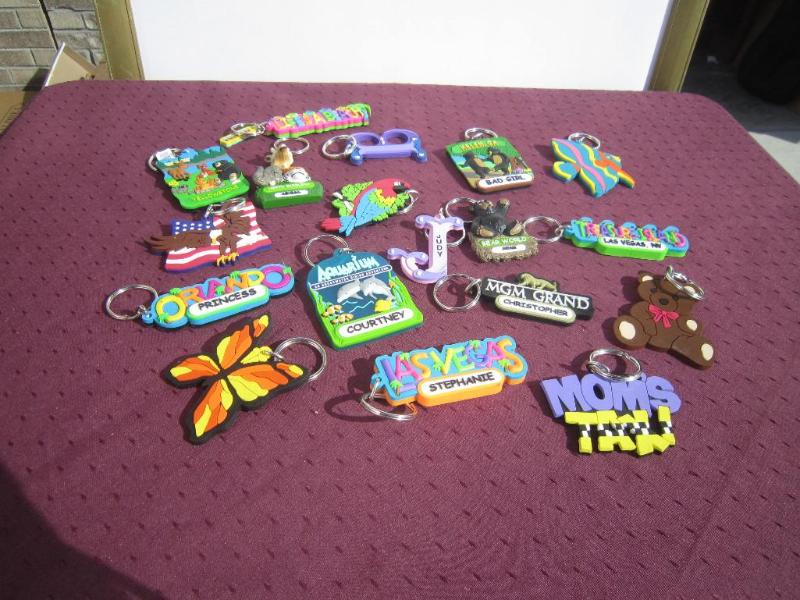 NEW Box of misc 18 keychains...