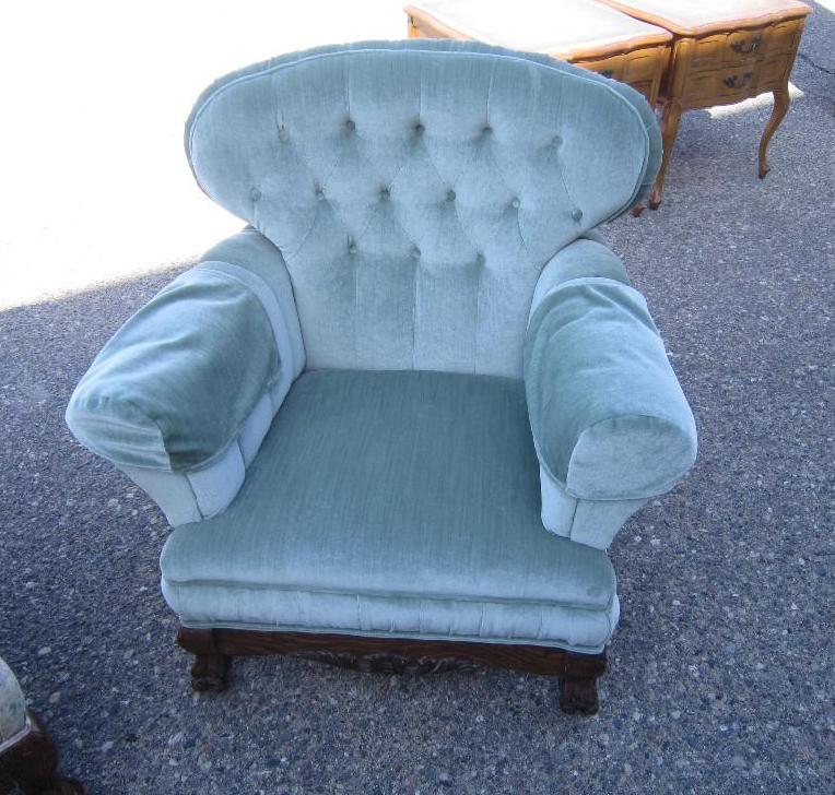 Tiger Oak Claw Foot Green Chair wit...