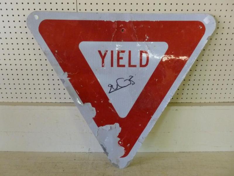 lot 147 image: Heavy gage metal road sign that mea...