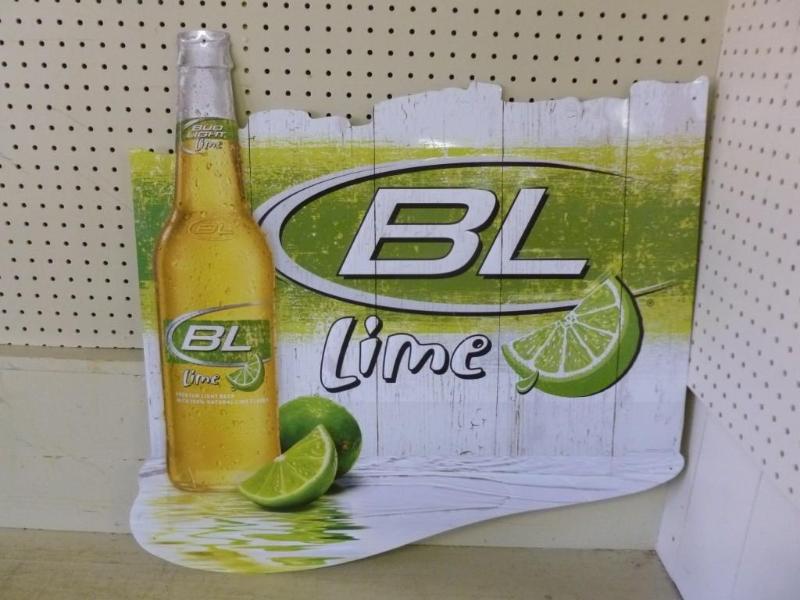 lot 20 image: Large Bud Light Lime embossed metal...
