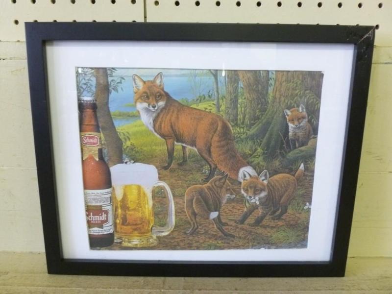 lot 21 image: C.E Pearson Framed Schmidt Beer adv...