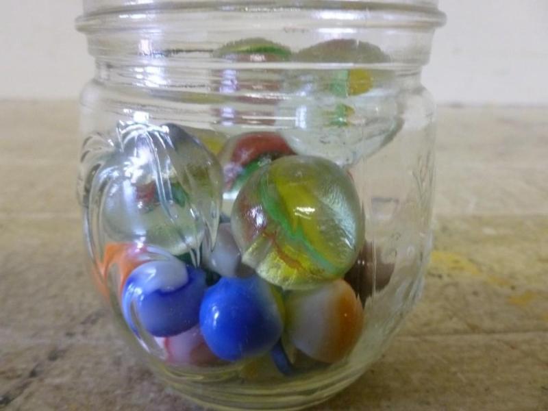 lot 48 image: Canning jar of vintage marbles incl...