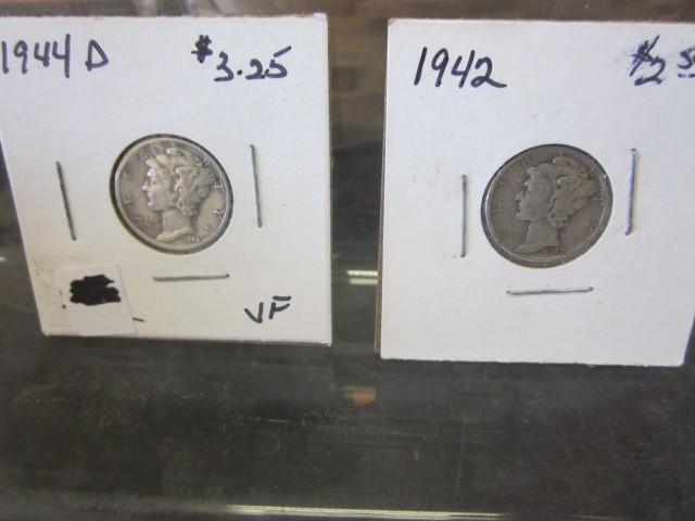Mercury Silver Dimes, 1944-D and 19...