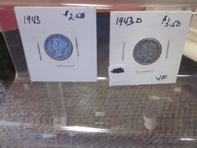 Pair of Mercury Silver Dimes, 1943 ...