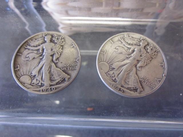 Pair of silver half dollar Walking ...