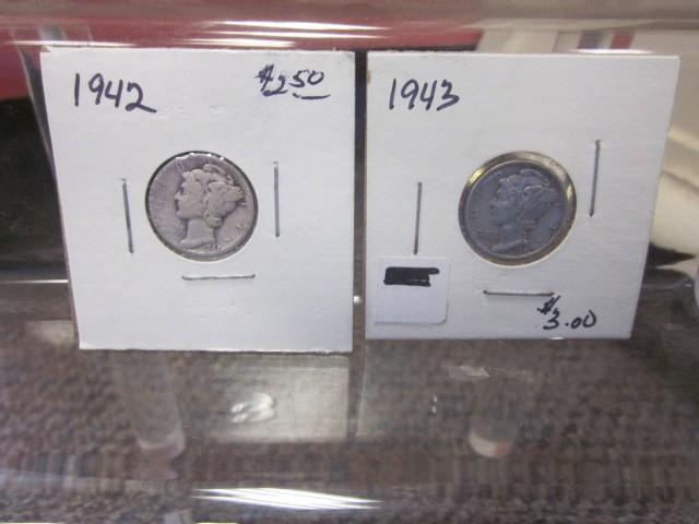 Pair of Mercury Silver Dimes, 1942 ...