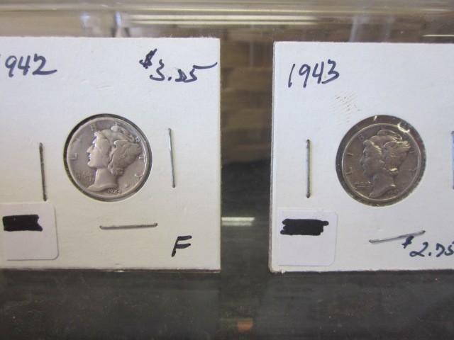 Pair of silver Mercury Dimes, 1942 ...
