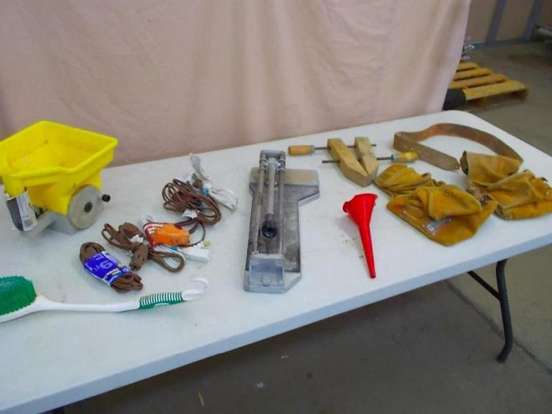 A tub of misc. tools including a h...