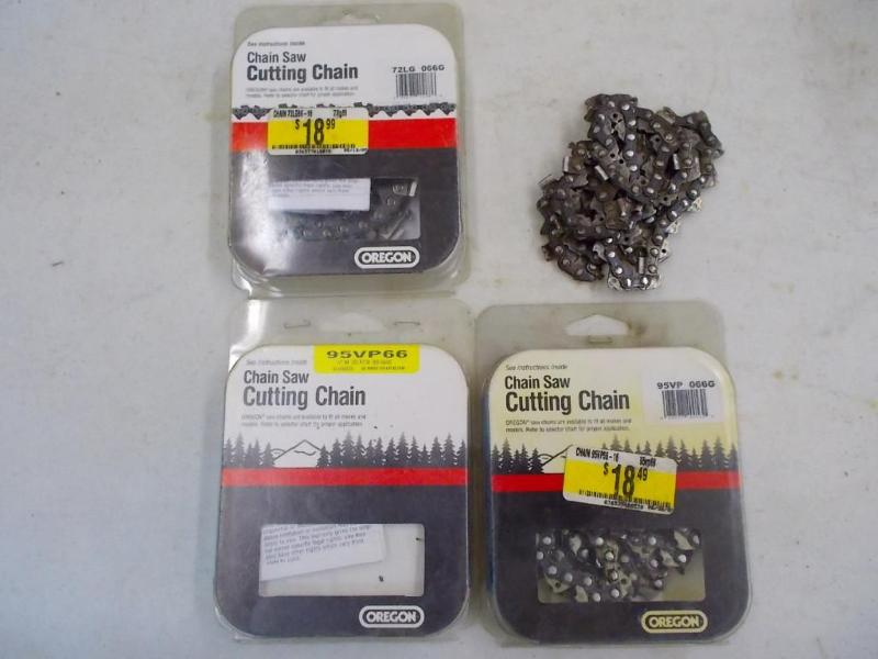 Four 18&quot chain saw blades. 3 i...