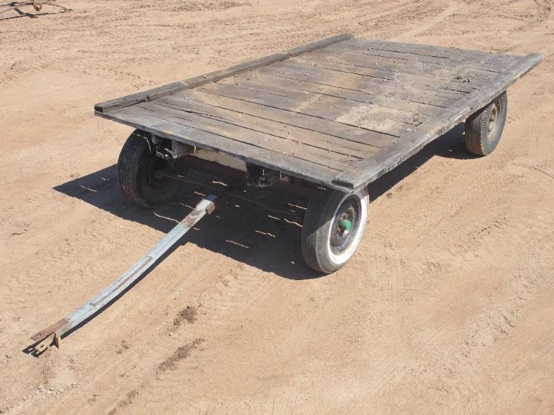 lot 13 image: Hay wagon with oak bed, 15" 5 ...