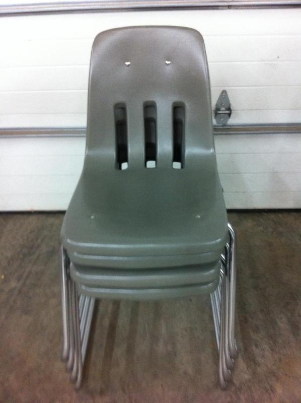 4 gray stackable chairs...