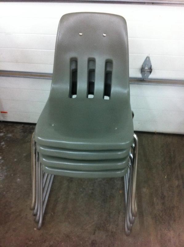 4 gray stackable chairs...