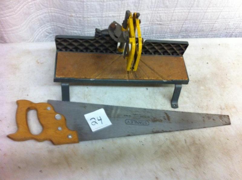Hand saw and mitre box...