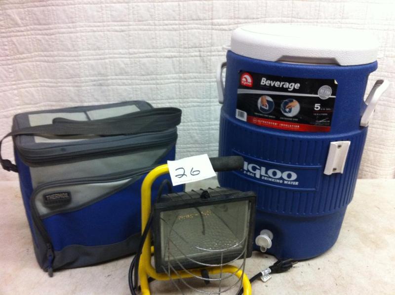 Cooler, drink cooler and light....