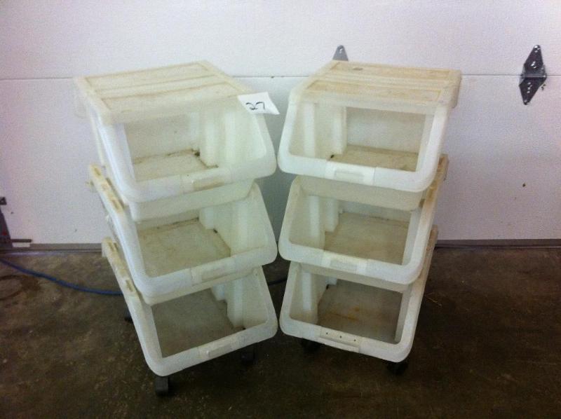 Plastic rolling bins....