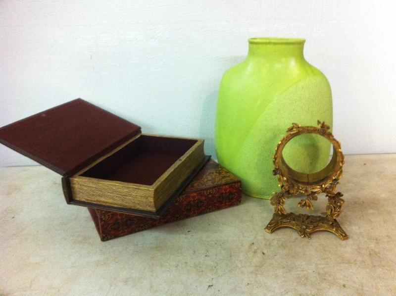 Lime green vase 12&quot x 10&quot...