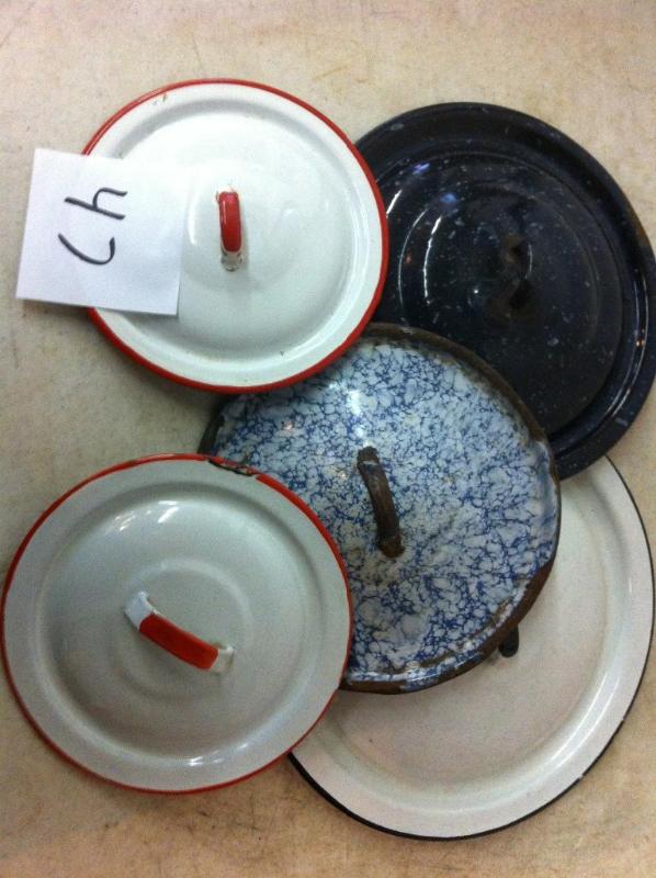 Vintage enamel ware lids....