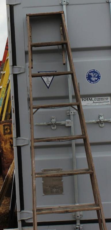 lot 33 image: 8 Ft Wood Ladder 250 LBS Good Cond...