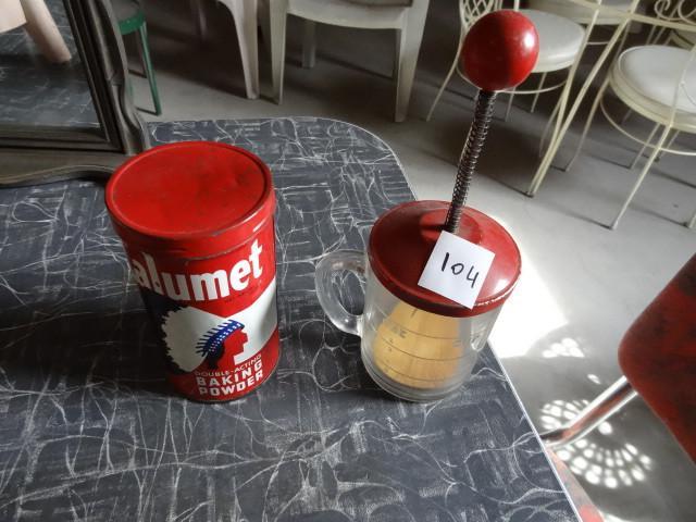 lot 104 image: Calumet vintage baking powder tin. ...