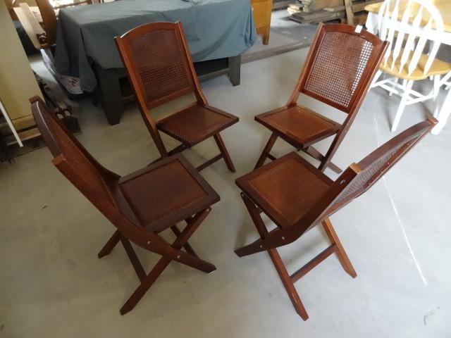 lot 108 image: 4 matching wood folding chairs...