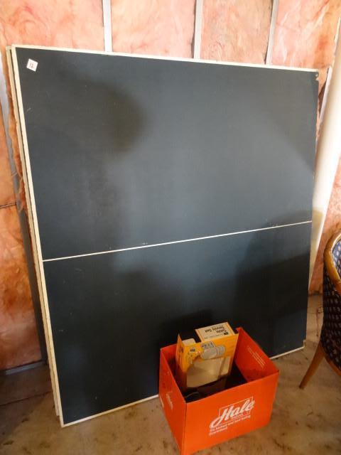 lot 12 image: Full sized fold up table tennis set...