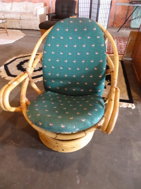 lot 134 image: Bamboo rocker swivel chair...