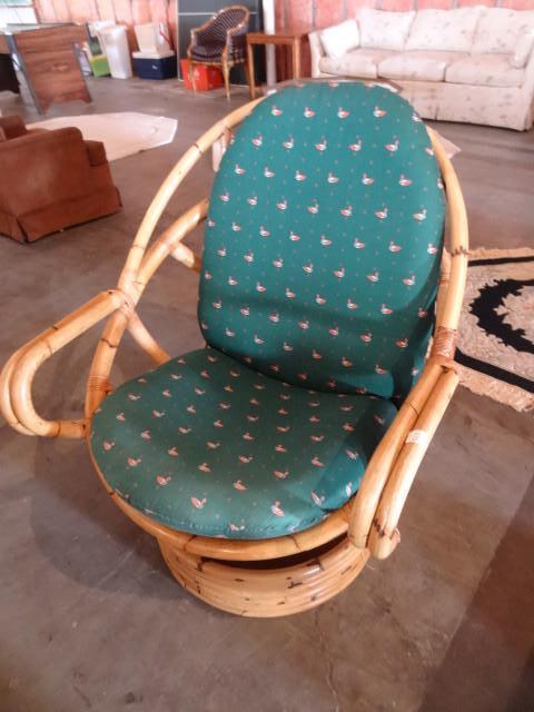 lot 135 image: Bamboo rocker swivel chair...