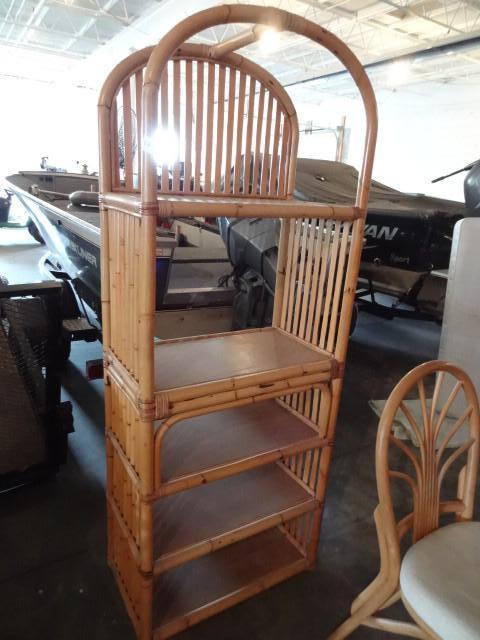 lot 136 image: Bamboo shelf unit. 28 x 16 x 72...