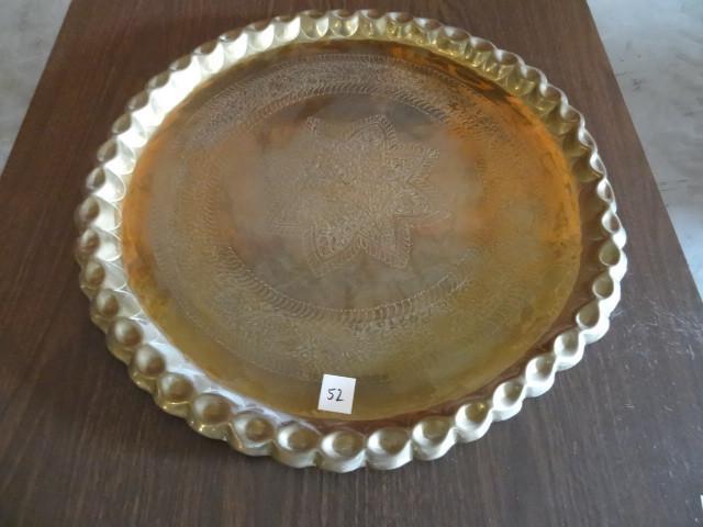 lot 52 image: Brass wall hanging decorative tray....