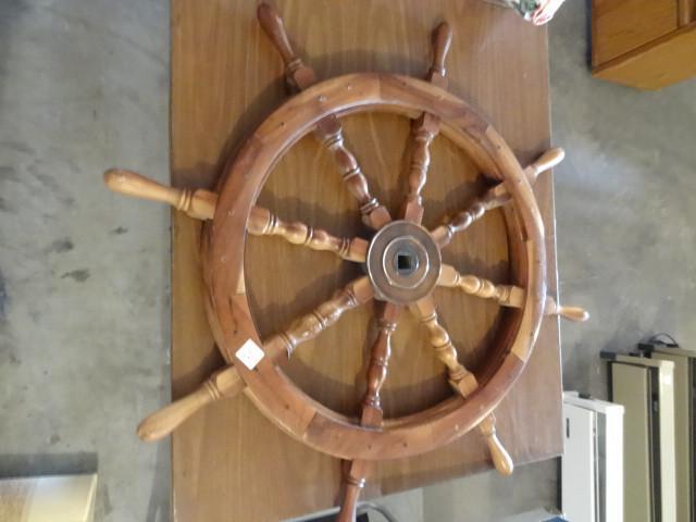 lot 75 image: 36" boat steering wheel. Wood...