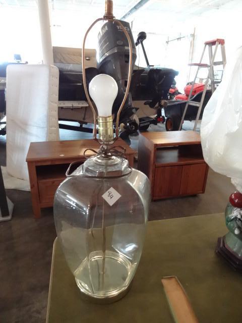 lot 84 image: Glass table lamp. No shade...