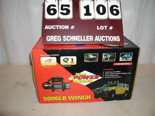 Wood Power 5000 lb winch, 1.8 hp, 1...
