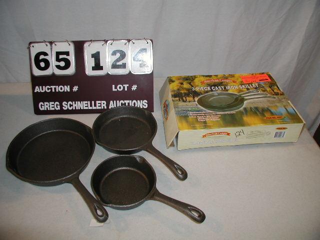 American Camper 3 pc cast iron skil...