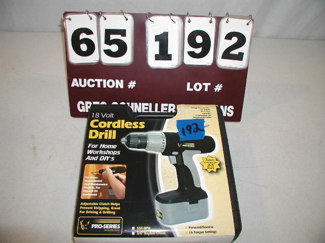 Pro-Series 18 volt cordless drill, ...
