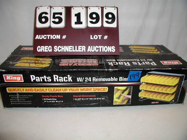 Parts rack with 24 removable bins, ...