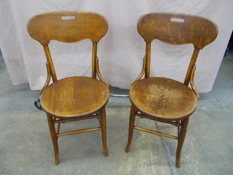 lot 23 image: 2 solid oak chairs, with quarter sa...