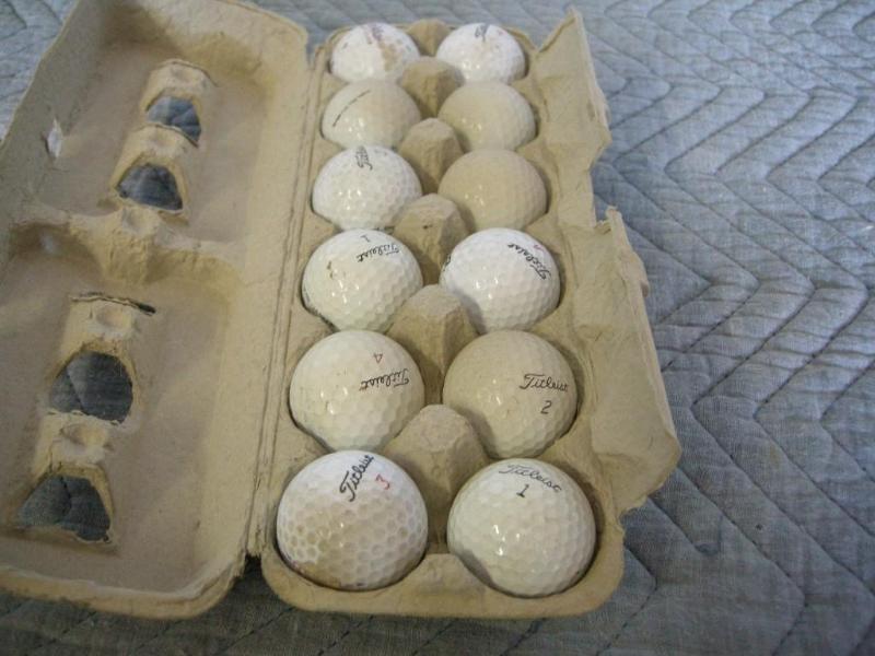 lot 101 image: 12 Titleist golf balls. Dusty but d...