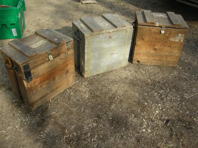 lot 133 image: 3 Vintage wooden pine crates with h...