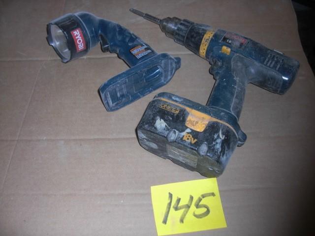 RYOBI, 18 V Drill and light.. Bulb ...