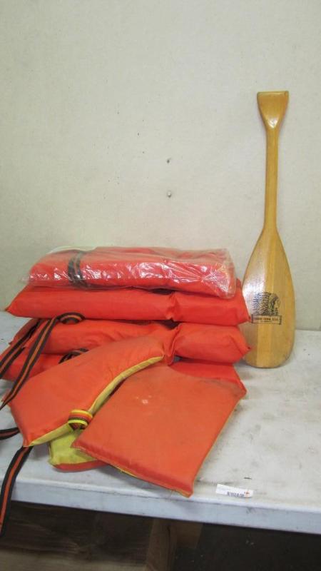 life jackets and small paddle...
