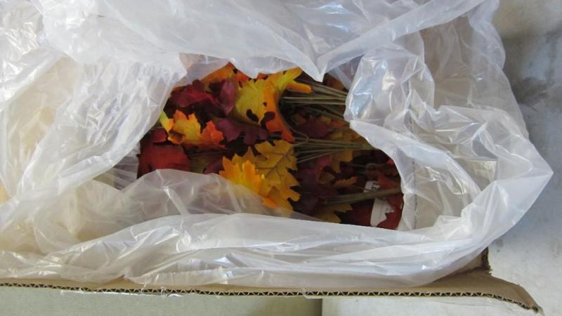 Box of artifical fall flowers...