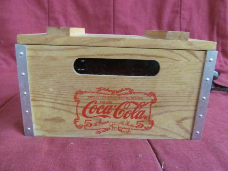 lot 144 image: Coca Cola Crate Clock Radio with In...