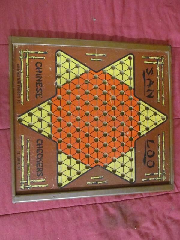lot 15 image: Vintage Chinese Checkers with brass...