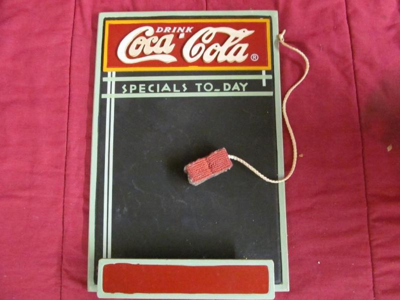 lot 156 image: Coca Cola Chalk Board 17" x 11...